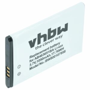 Bateria vhbw para Samsung AB463651BABSTD, AB463651BA, AB463651BC - 1050 mAh 3.7V Li-Ion
