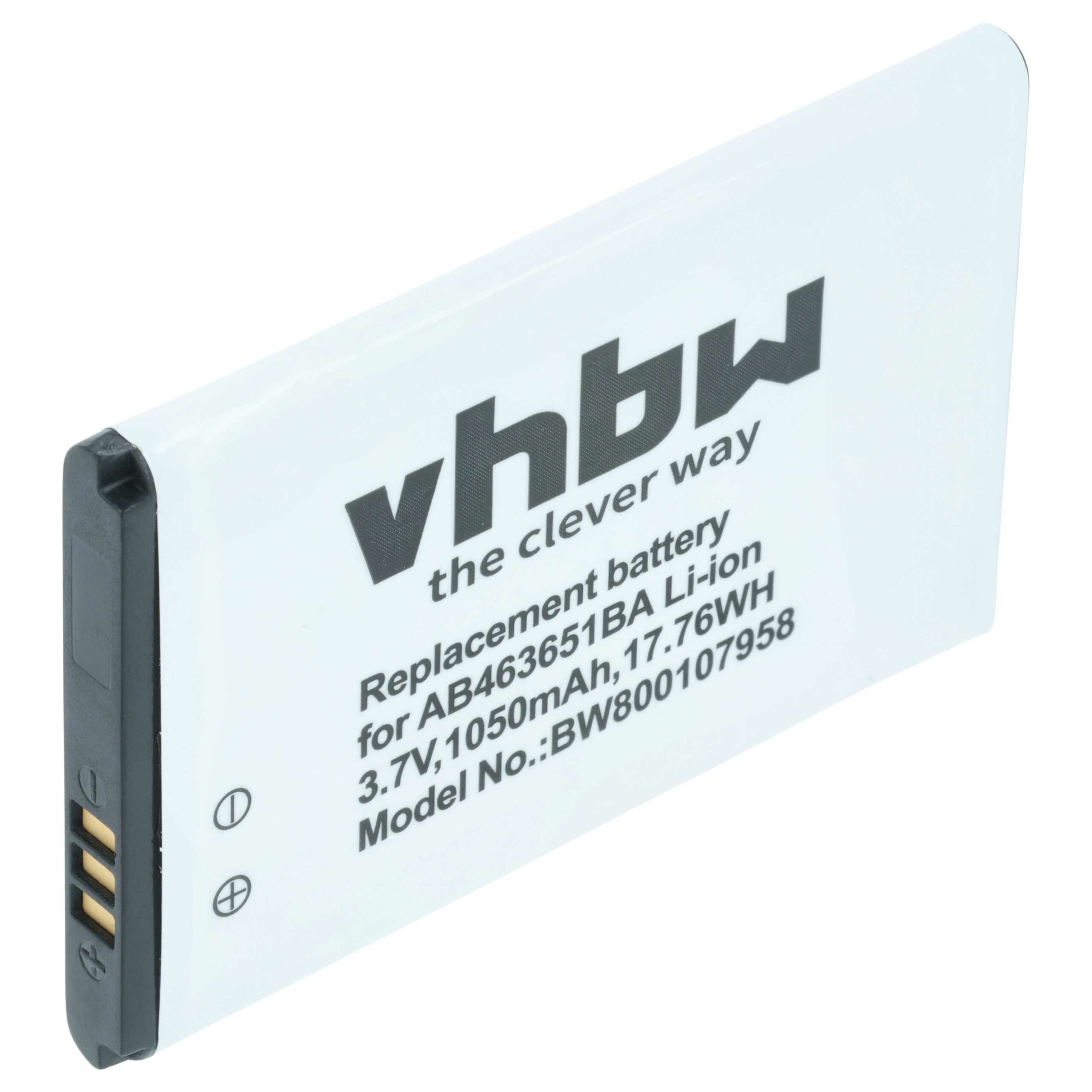 Bateria vhbw para Samsung AB463651BABSTD, AB463651BA, AB463651BC - 1050 mAh 3.7V Li-Ion