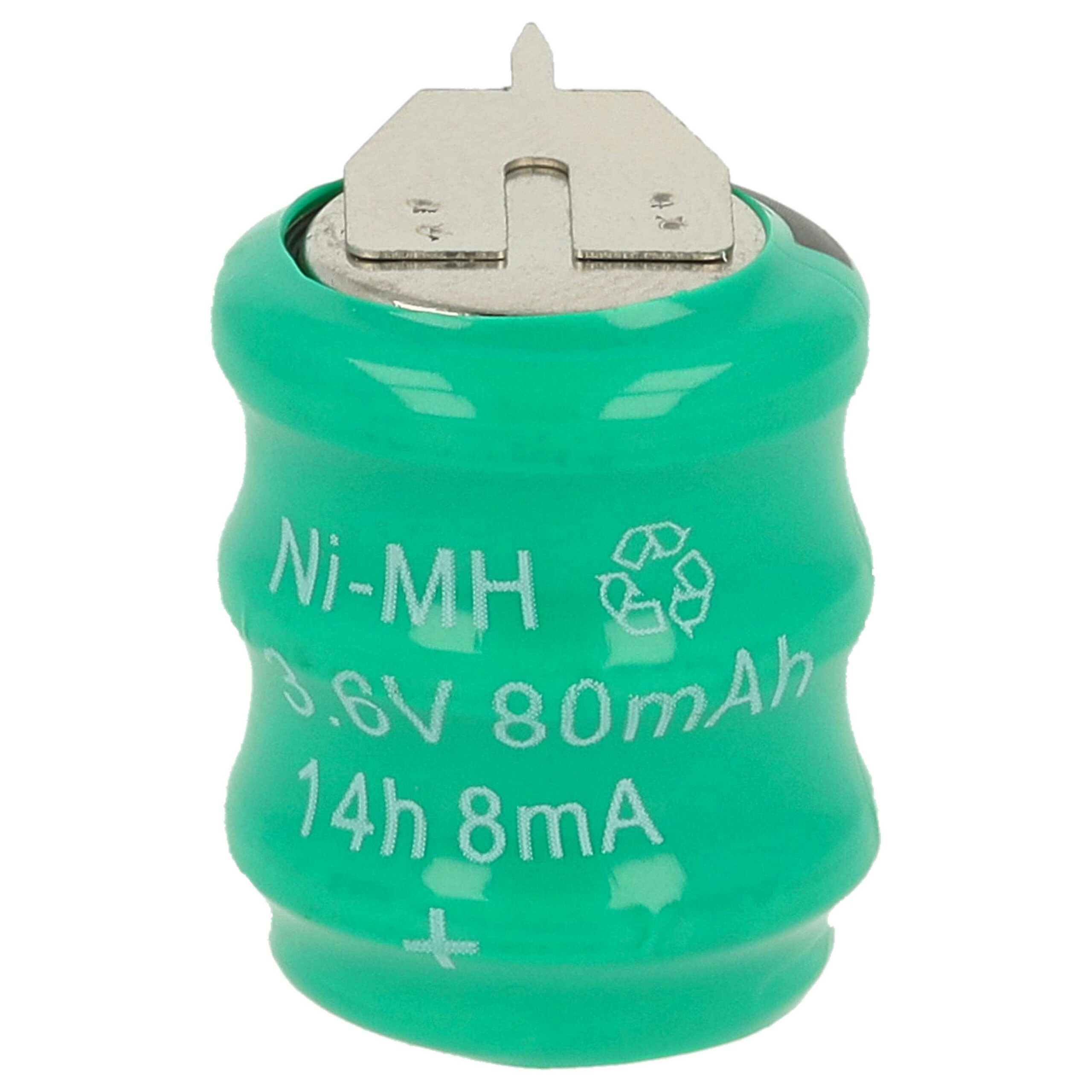 Bateria de Célula de Botão V80H 3 Pinos 80 mAh 3.6V NiMH vhbw - Image 3