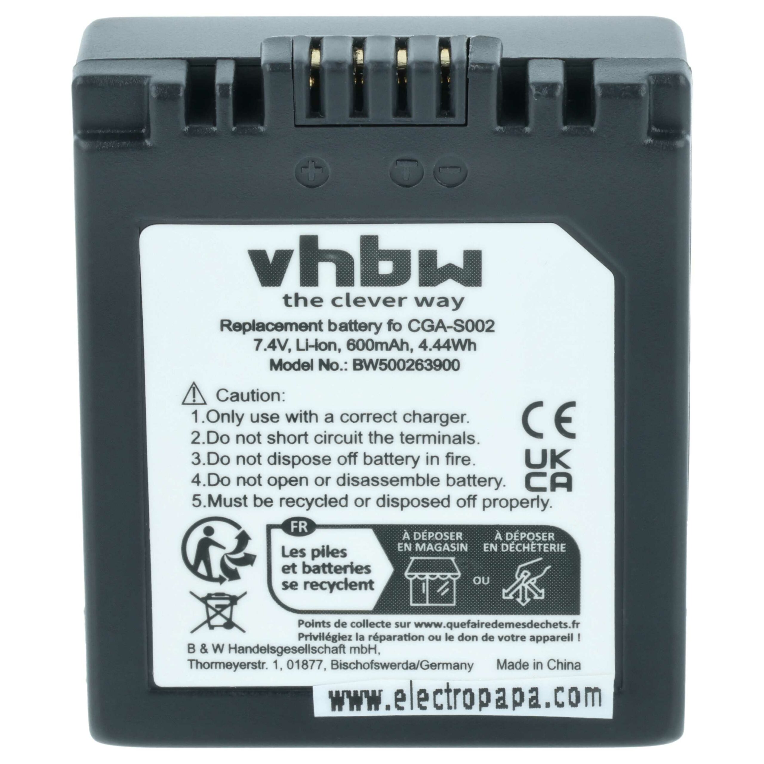 Bateria vhbw compatível com Panasonic CGA-S002A/1B, CGA-S002E, CGA-S002, CGA-S002A, CGA-S001HH - 550mAh, 7.2V, Li-Ion (pack 3x) - Image 3