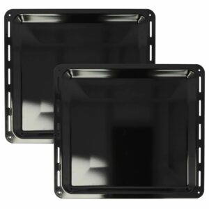 2x Tabuleiro de Forno Compatível com AEG 3423981020 - 42,2 x 37,6 x 2 cm, Revestimento Antiaderente, Esmaltado Preto