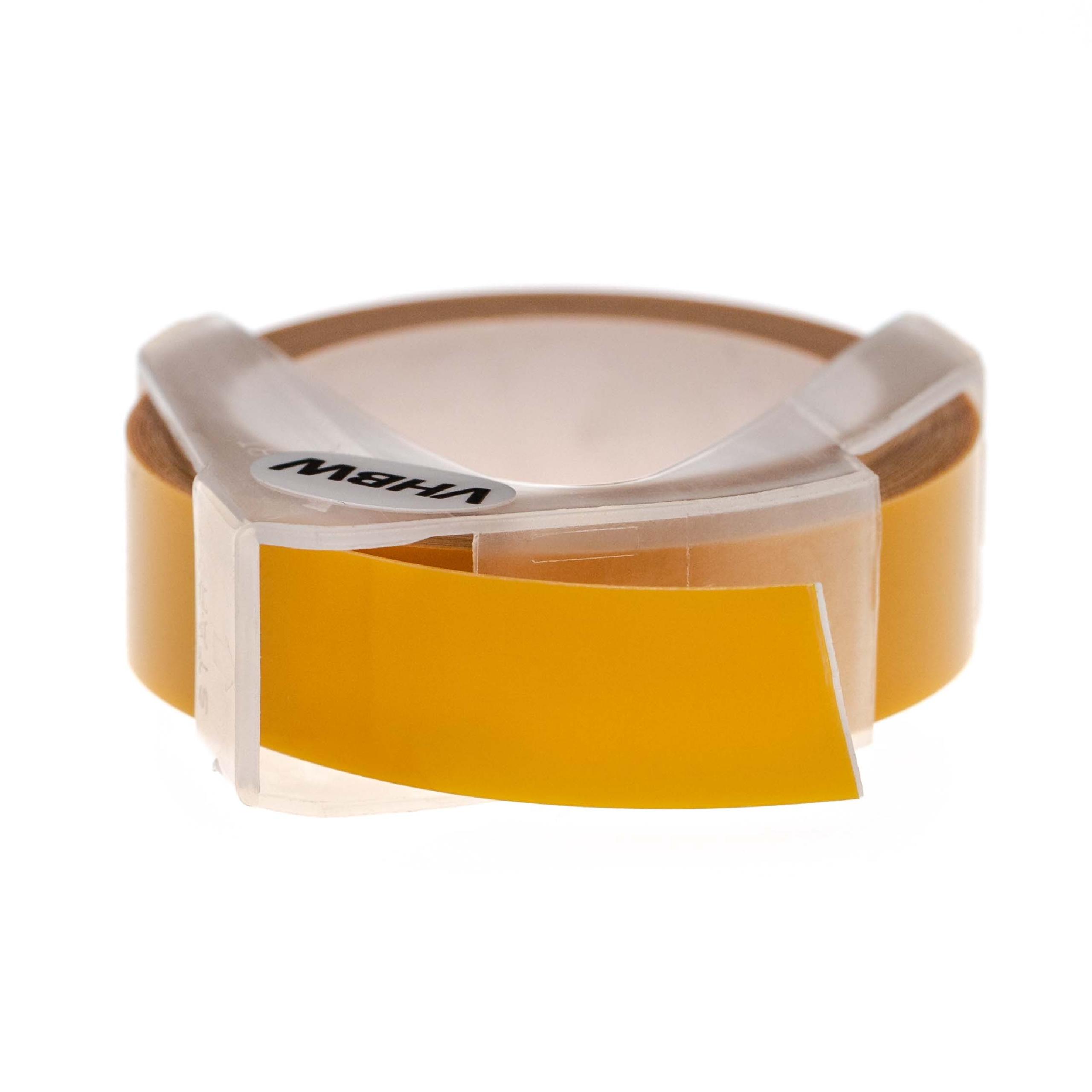 Fita de Etiquetas em Relevo 3D compatível com Dymo 0898172 - 12 mm Branco em Amarelo Escuro