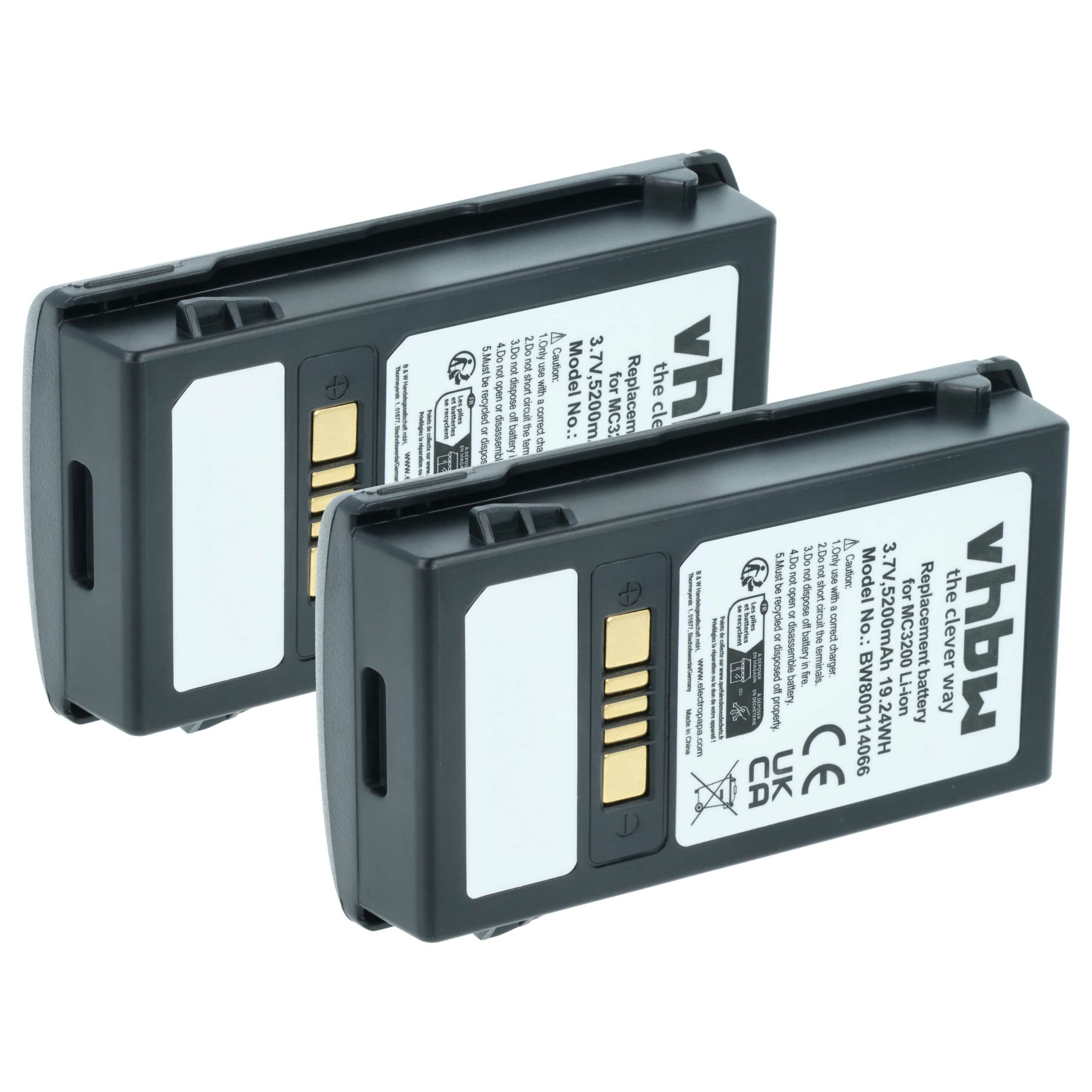 2x Bateria compatível Motorola 82-000012-01, BT-000375 para Scanner POS Motorola - 5200 mAh 3.7 V