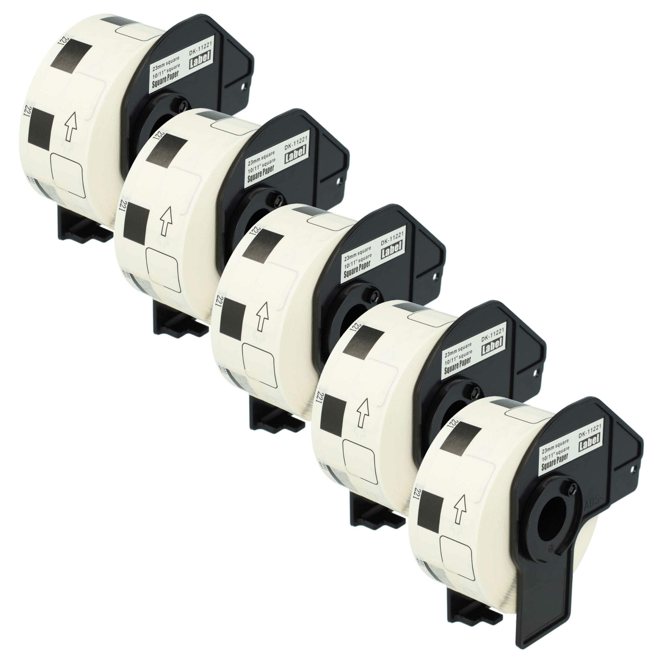 Pack 5x Rolos de Etiquetas compatíveis com Brother DK-11221 - Premium 23 mm x 23 mm + Suporte