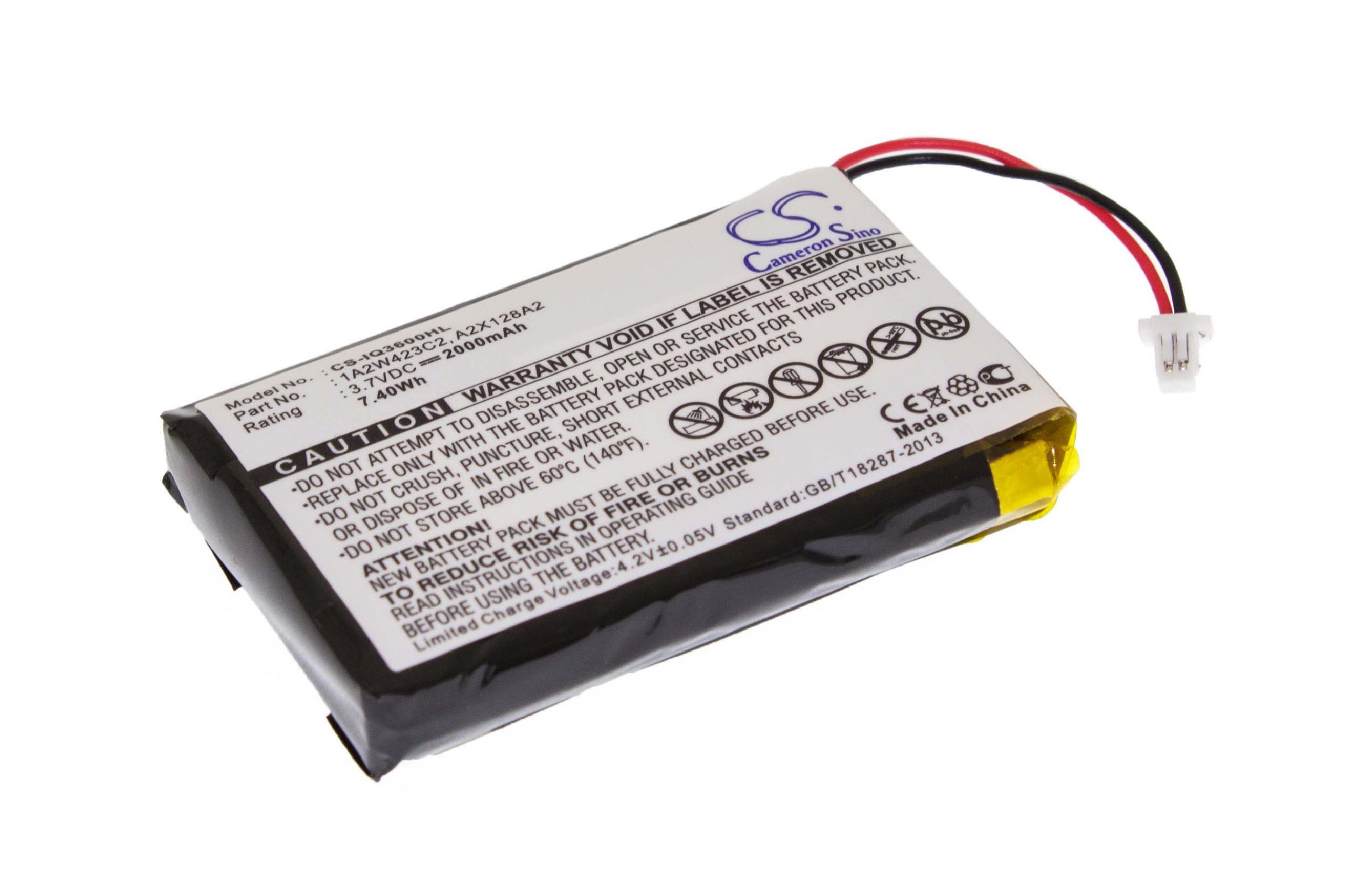 Bateria GPS vhbw compatível com Garmin 1A2W423C2, A2X128A2 - 2000mAh, 3.7V