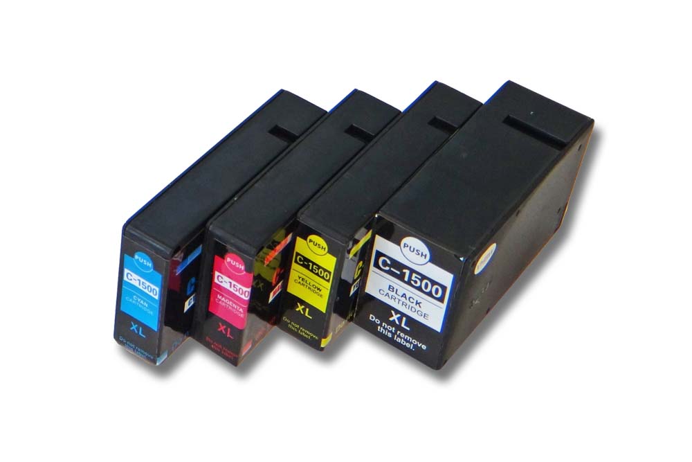 Pack 4 Cartuchos de Tinta vhbw compatível Canon PGI-1500 XL - Preto, Ciano, Magenta, Amarelo