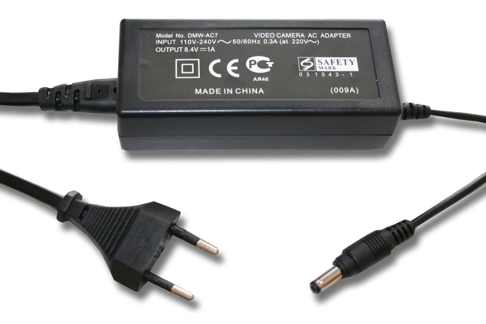 Alimentador AC vhbw DMW-AC7 para Câmaras Panasonic - 8.4V 1.0A, 2m