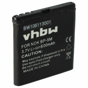 Bateria para Telemóvel Nokia BP-5M - 600 mAh 3.7 V Li-Ion vhbw