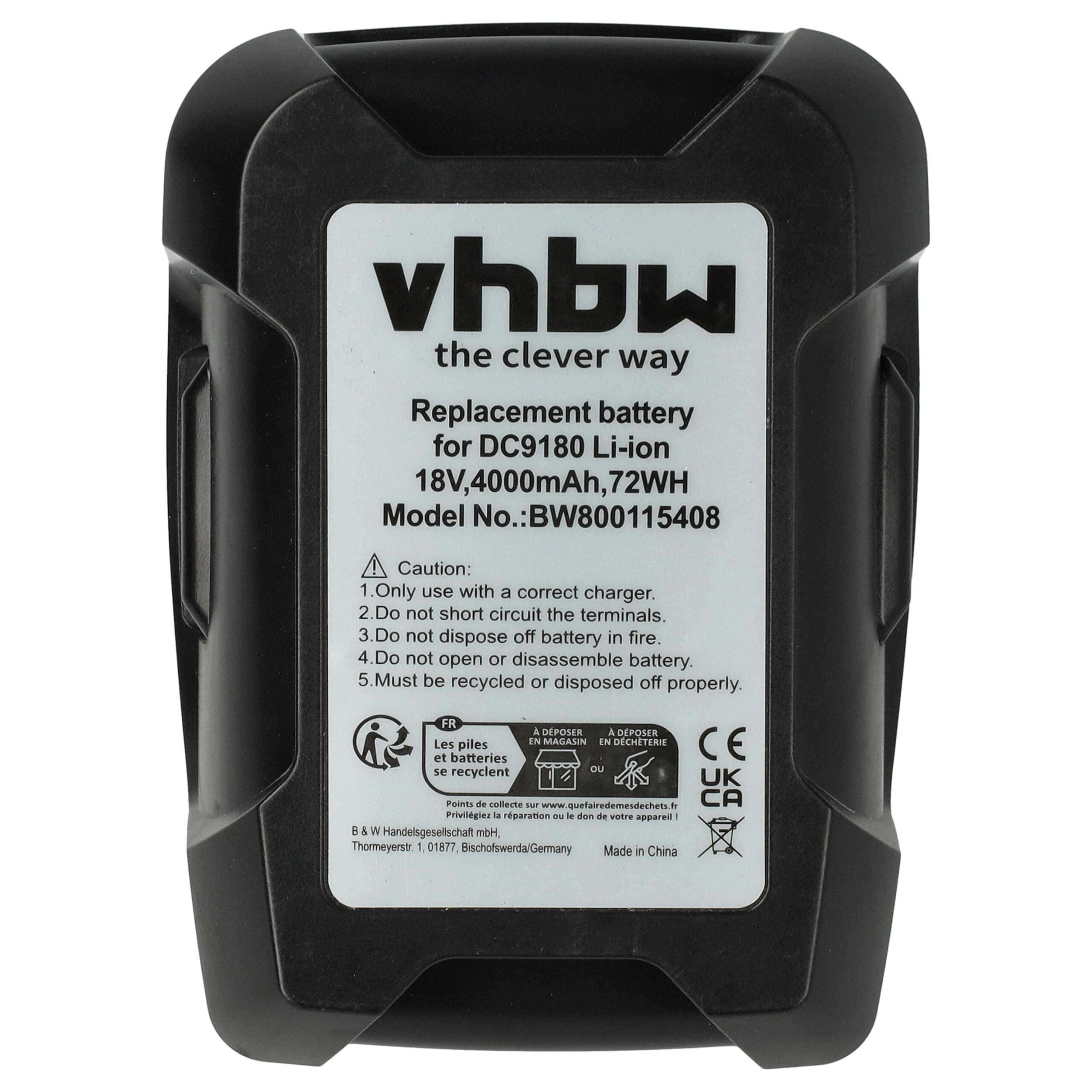 Bateria vhbw para Dewalt DE9180, DC9181, DC9182 - 18V, 4000 mAh, Li-Ion - Image 3