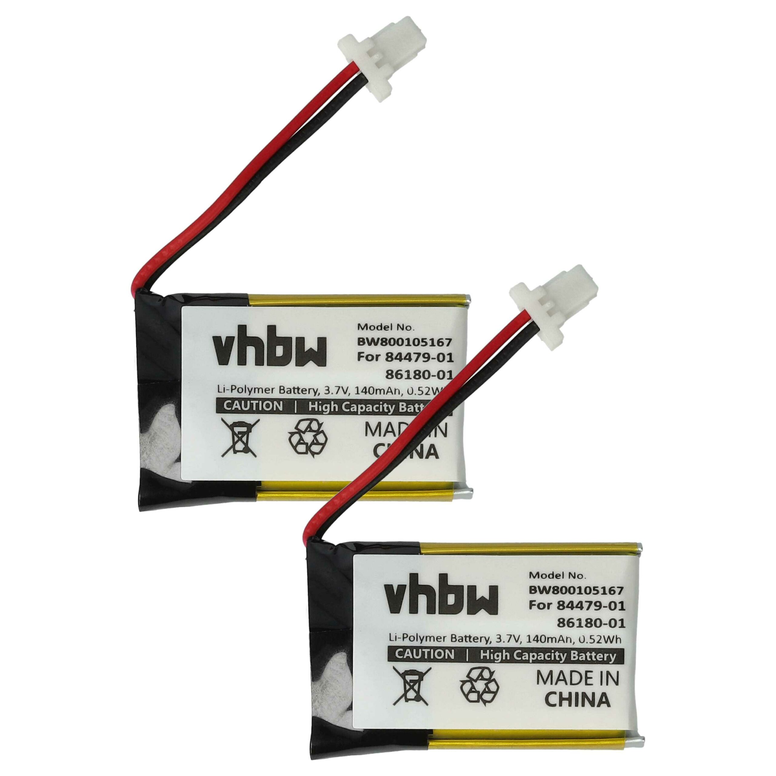 Bateria vhbw 2x para Headset sem Fios Plantronics - 140 mAh 3.7 V Li-polymer