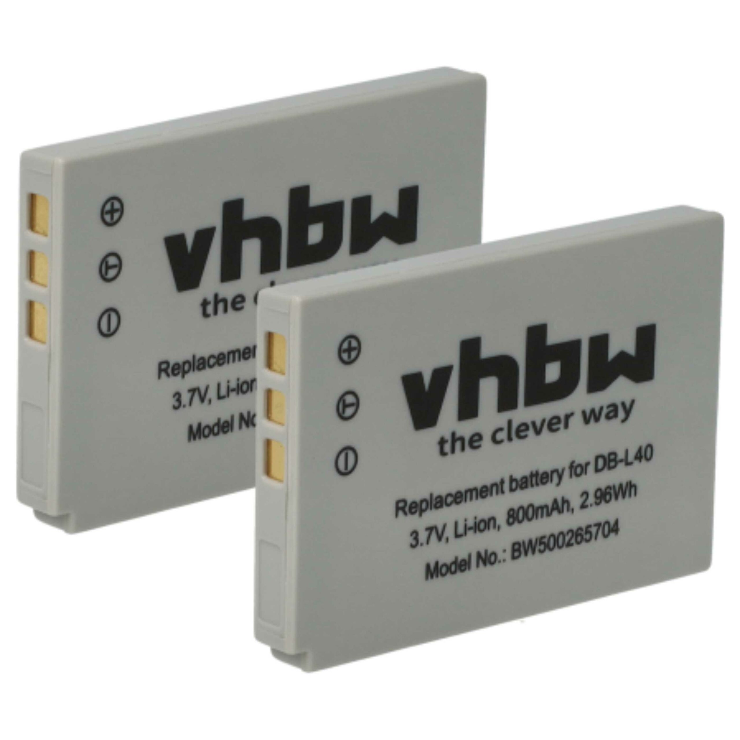 Bateria vhbw 2x para Sanyo DB-L40AU, DB-L40 - 800 mAh 3.7 V Li-Ion