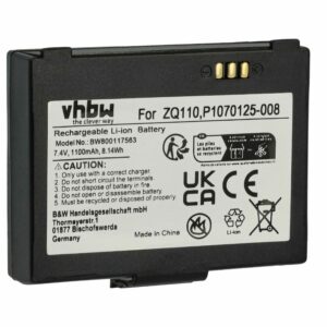 Bateria vhbw para Bixolon Scanner K409-00007A, PBP-R200 - 1100 mAh 7.4 V