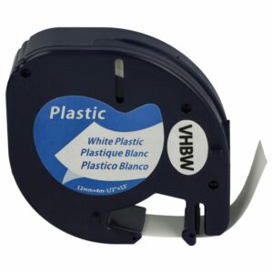 Fita de etiquetadora vhbw compatível com Dymo S0721660, 91221 - 12 mm preto sobre branco