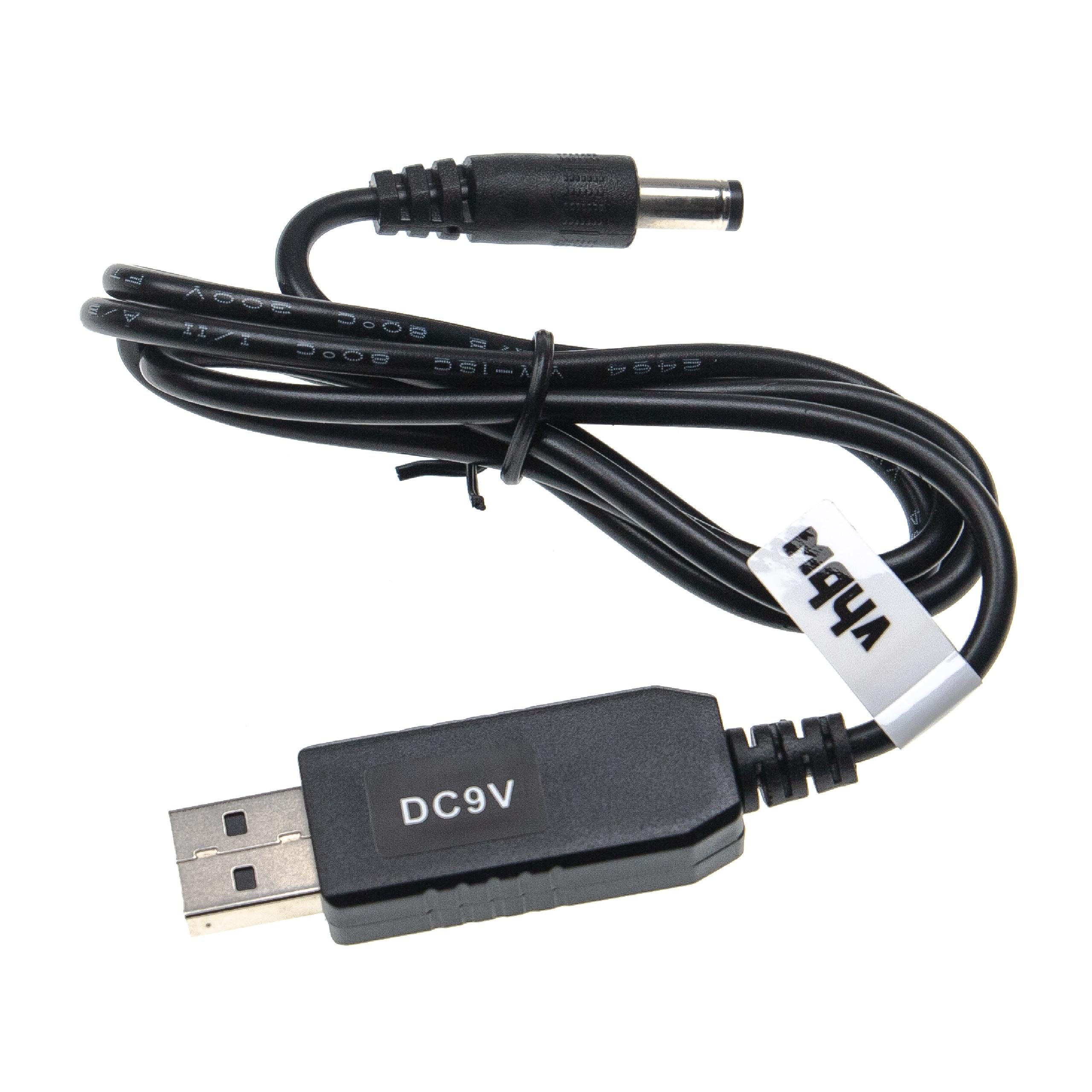 Cabo de Carregamento USB para Conector Cilíndrico 5,5 x 2,5 mm - 5V/2A a 9V