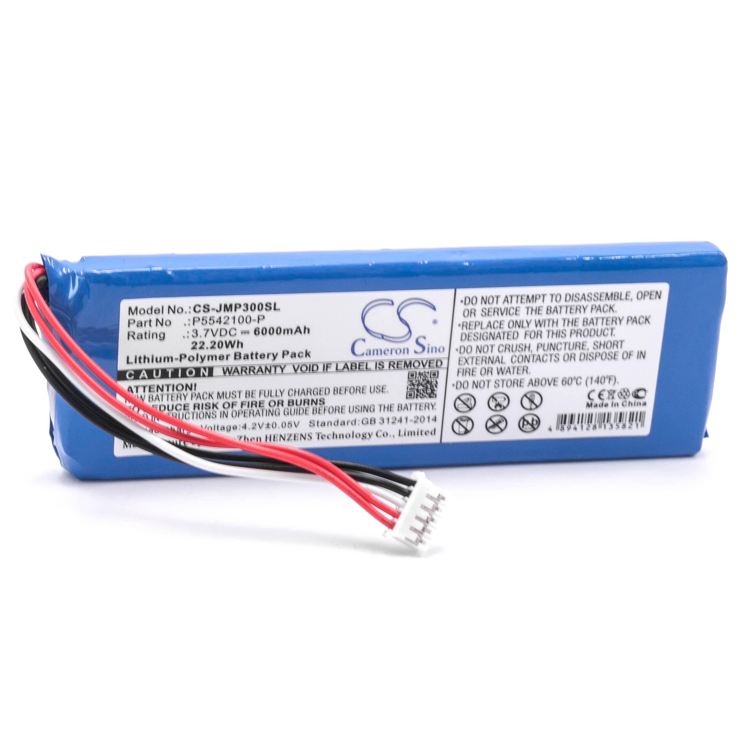 Bateria de substituição vhbw para JBL Pulse 3 - Li-polímero 6000 mAh