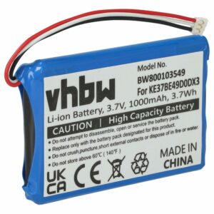 Bateria GPS compatível com Garmin AI32AI32FA14Y, KE37BE49D0DX3 - 1000mAh, 3.7V vhbw