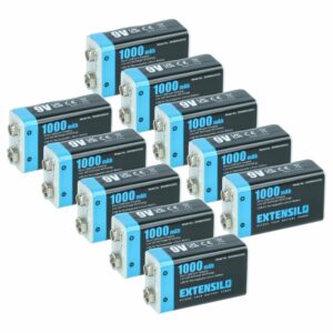 Bateria 9V EXTENSILO 10x com Porta Micro USB - Compatível Daitem BATV13 - 1 Ah Li-Ion