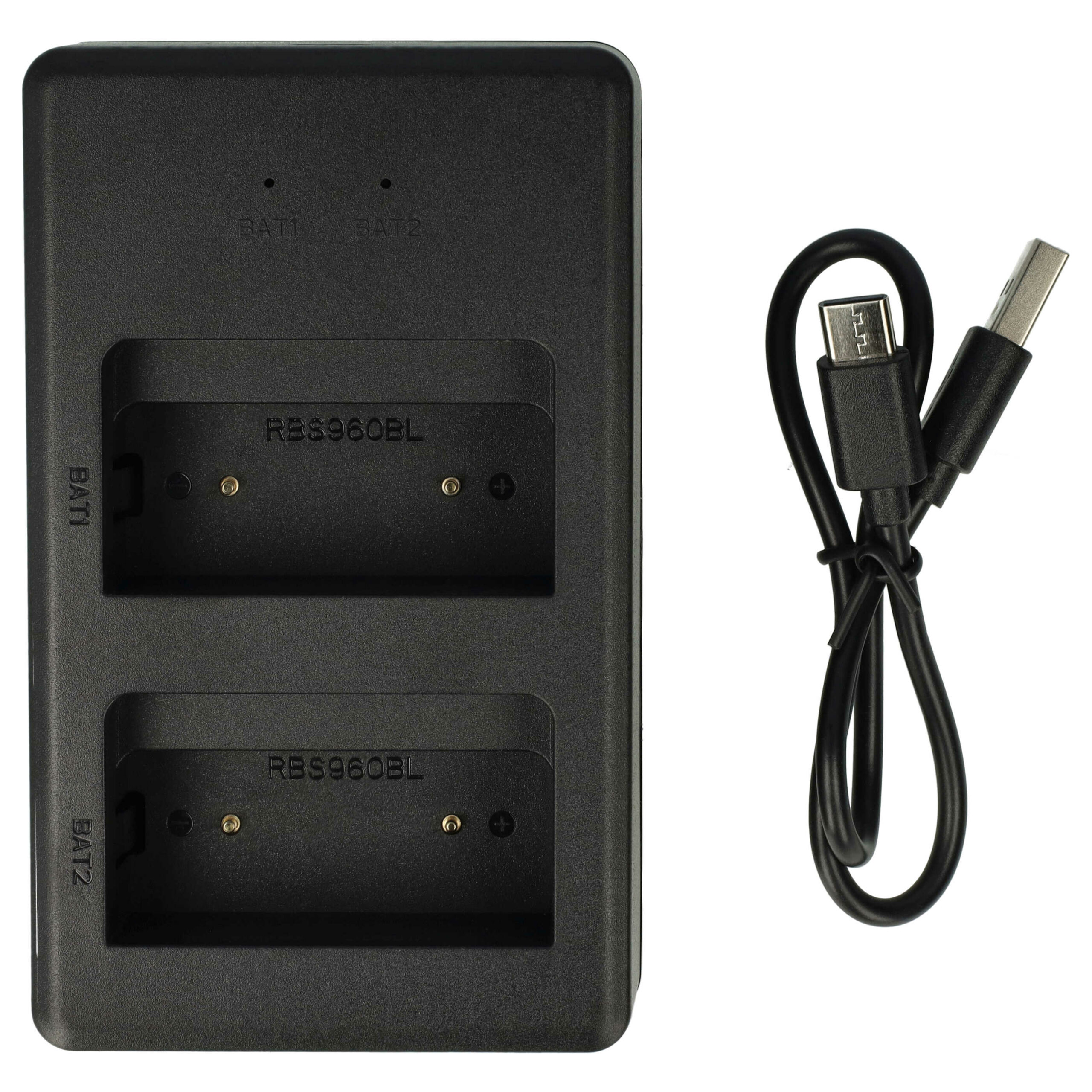 Carregador Duplo + Cabo USB C vhbw para Palfinger 1026, 13445, 16131 - Walkie Talkie 7.2V, 0.6A