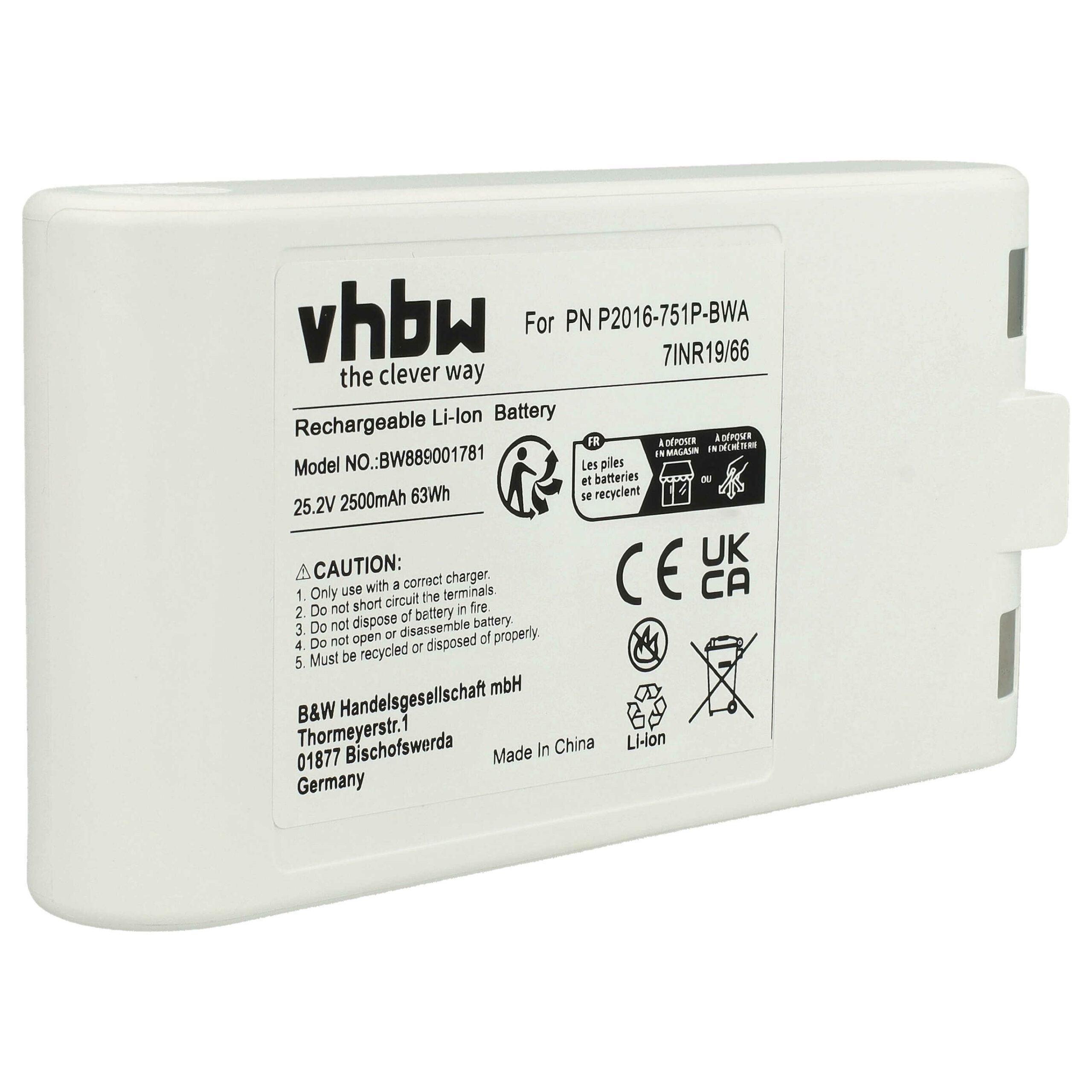 Bateria vhbw para Xiaomi P2016-751P-BWA - 2500mAh, 25.2V, Li-Ion - Image 4