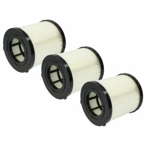 3x Filtros Redondos de Substituição vhbw para Aspirador Dewalt DCV5801H / DCV5801H-XJ, Preto/Branco