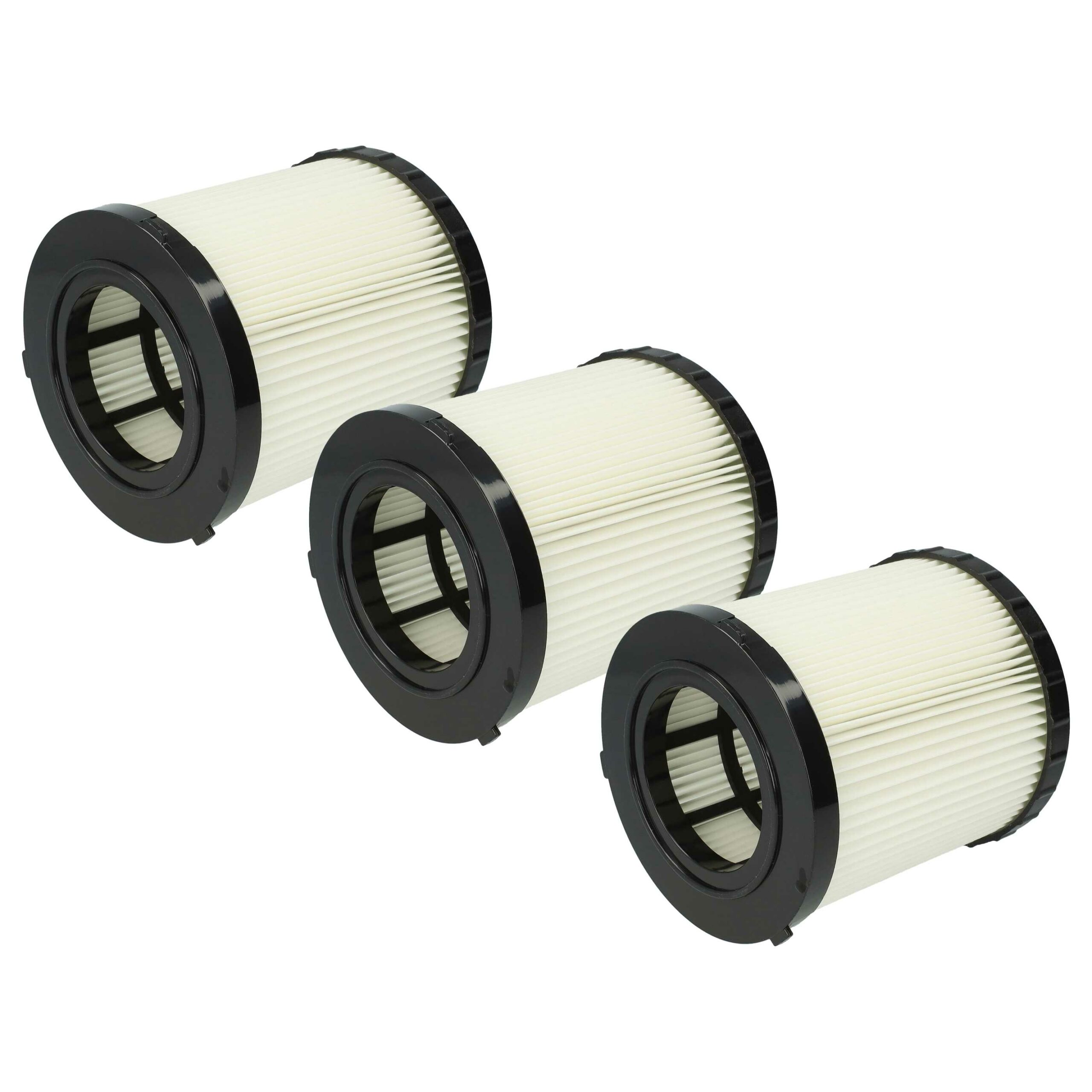 3x Filtros Redondos de Substituição vhbw para Aspirador Dewalt DCV5801H / DCV5801H-XJ, Preto/Branco