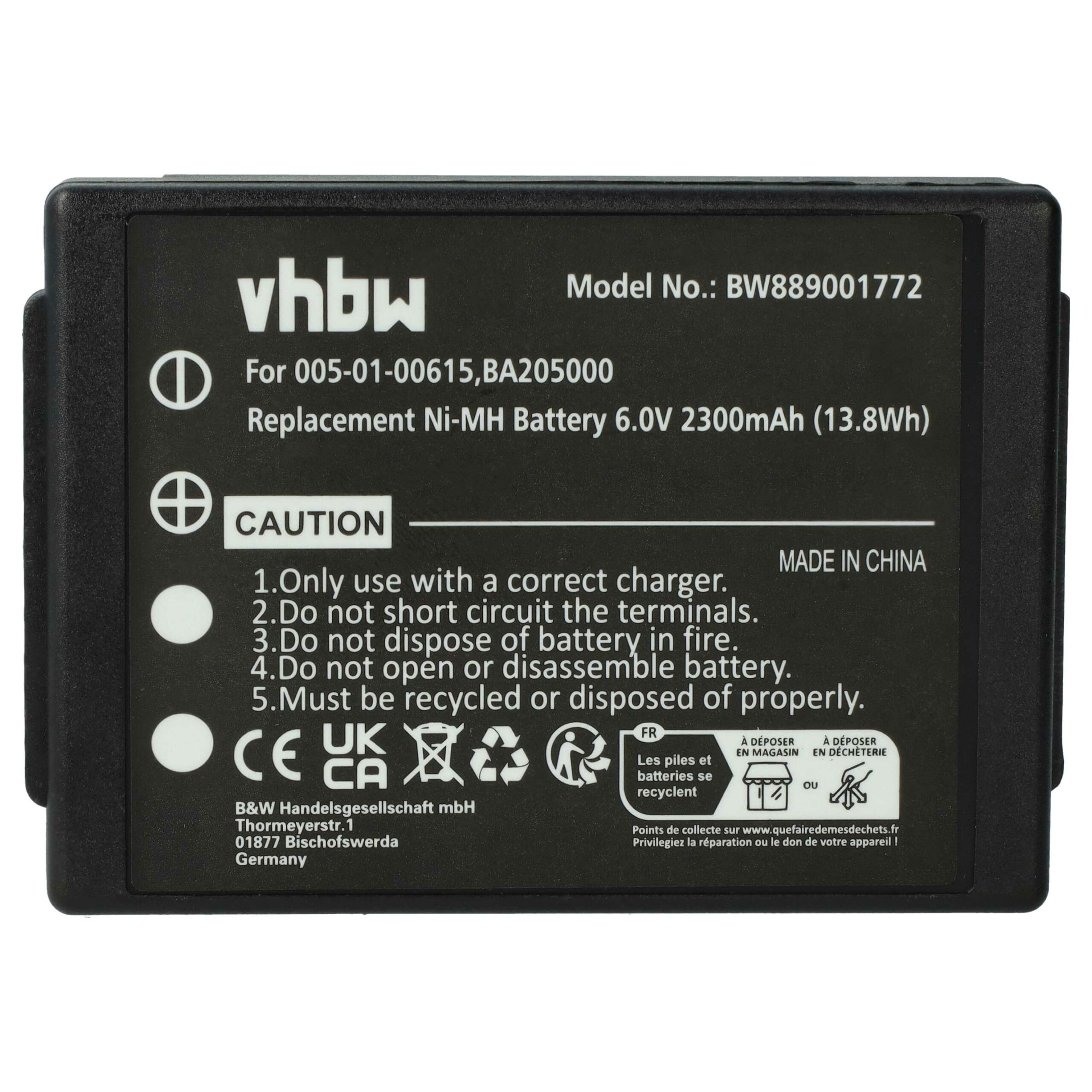 Bateria de Substituição vhbw para Comando HBC 005-01-00615, BA205000, BA206000, BA205030 - 2300 mAh