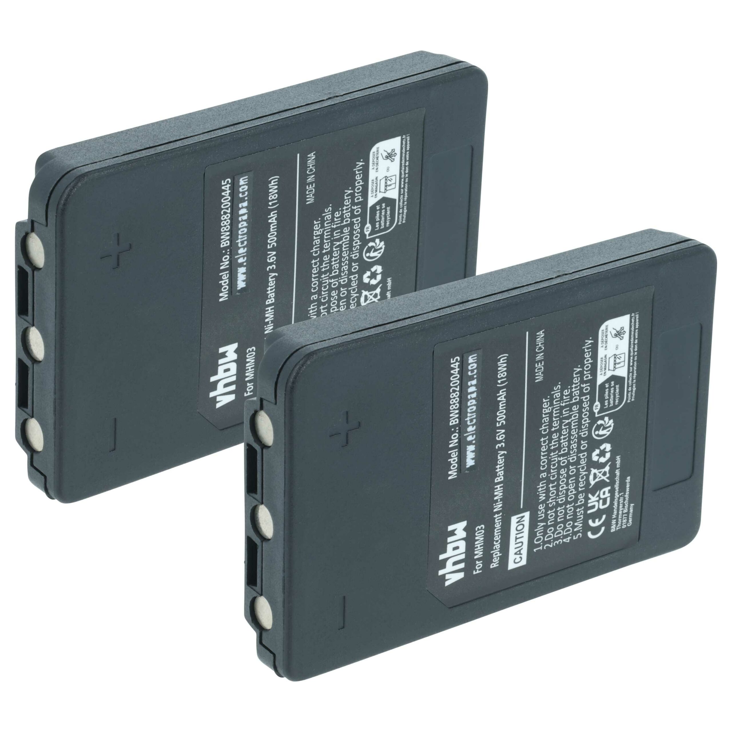 2x Bateria de Substituição para Comando Industrial Autec MHM03, LPM01LI, LPM01, R0BATT00E10A0 - 500 mAh