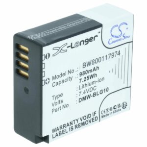 Bateria vhbw para Leica BP-DC15E, BP-DC15 - 980mAh, 7.4V, Li-Ion