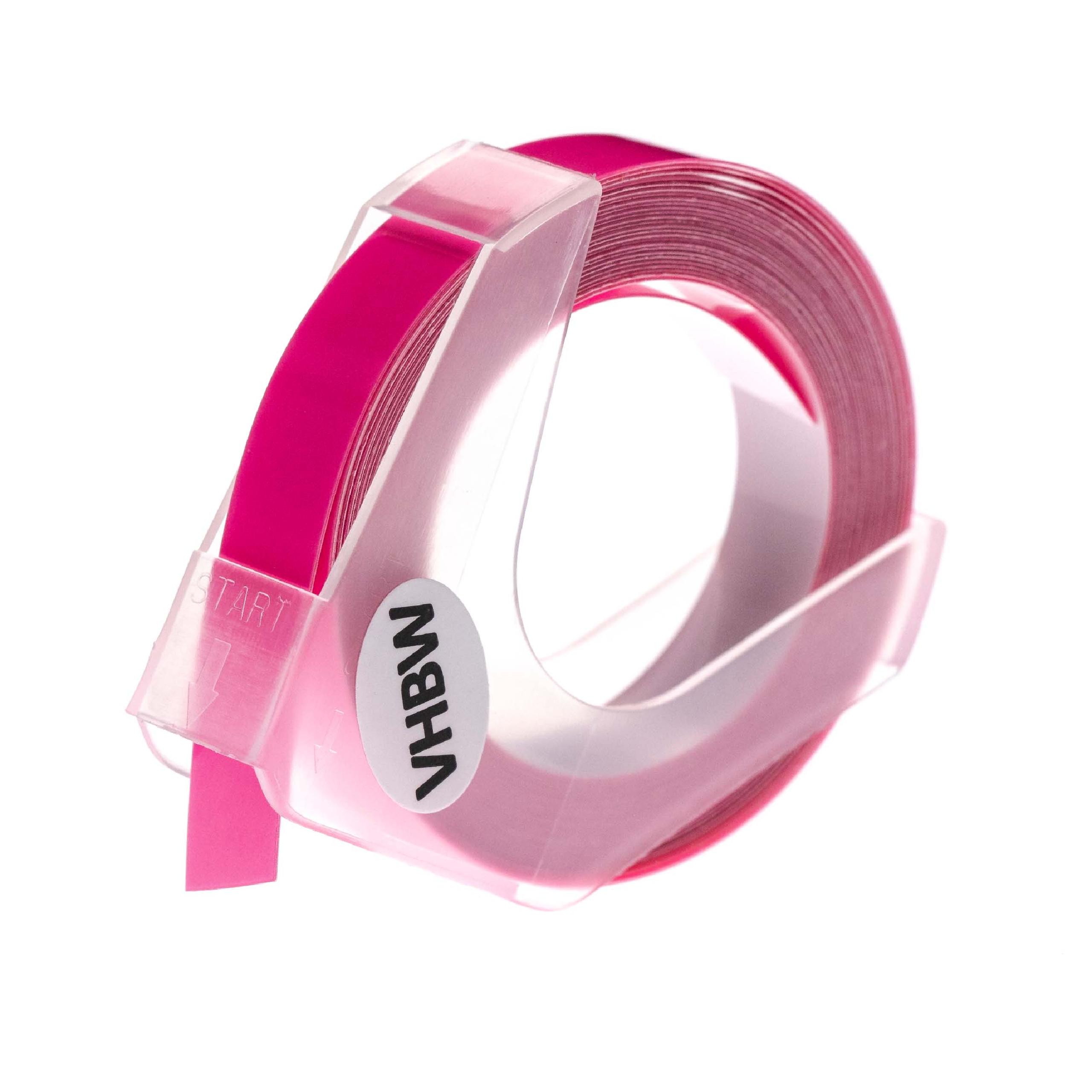 Fita de Etiquetas 3D vhbw para Dymo S0898280 - 9 mm Branco em Rosa Fluorescente - Image 2