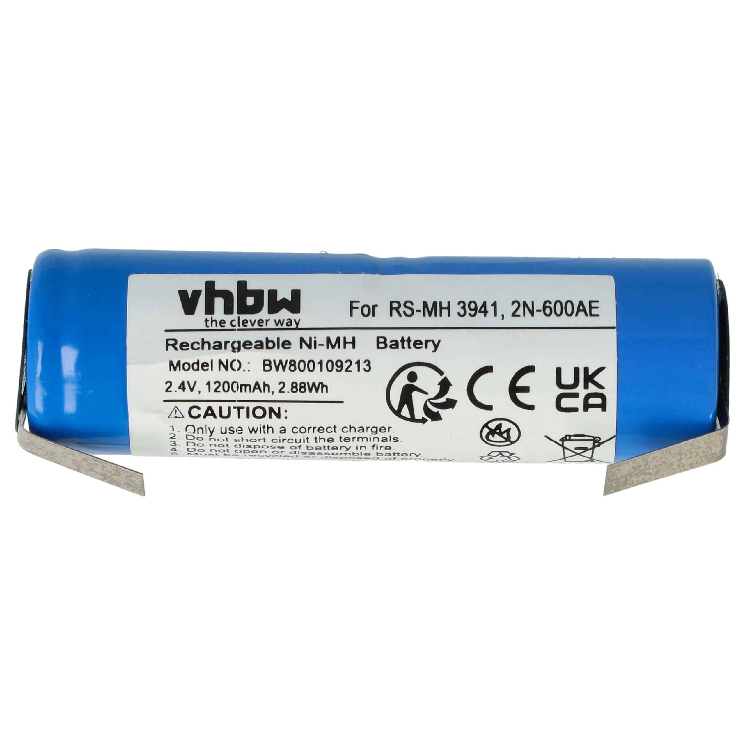 Bateria para Escova de Dentes Elétrica vhbw 1200mAh 2.4V - Compatível Philips, Braun, Rowenta, Krups - Image 3