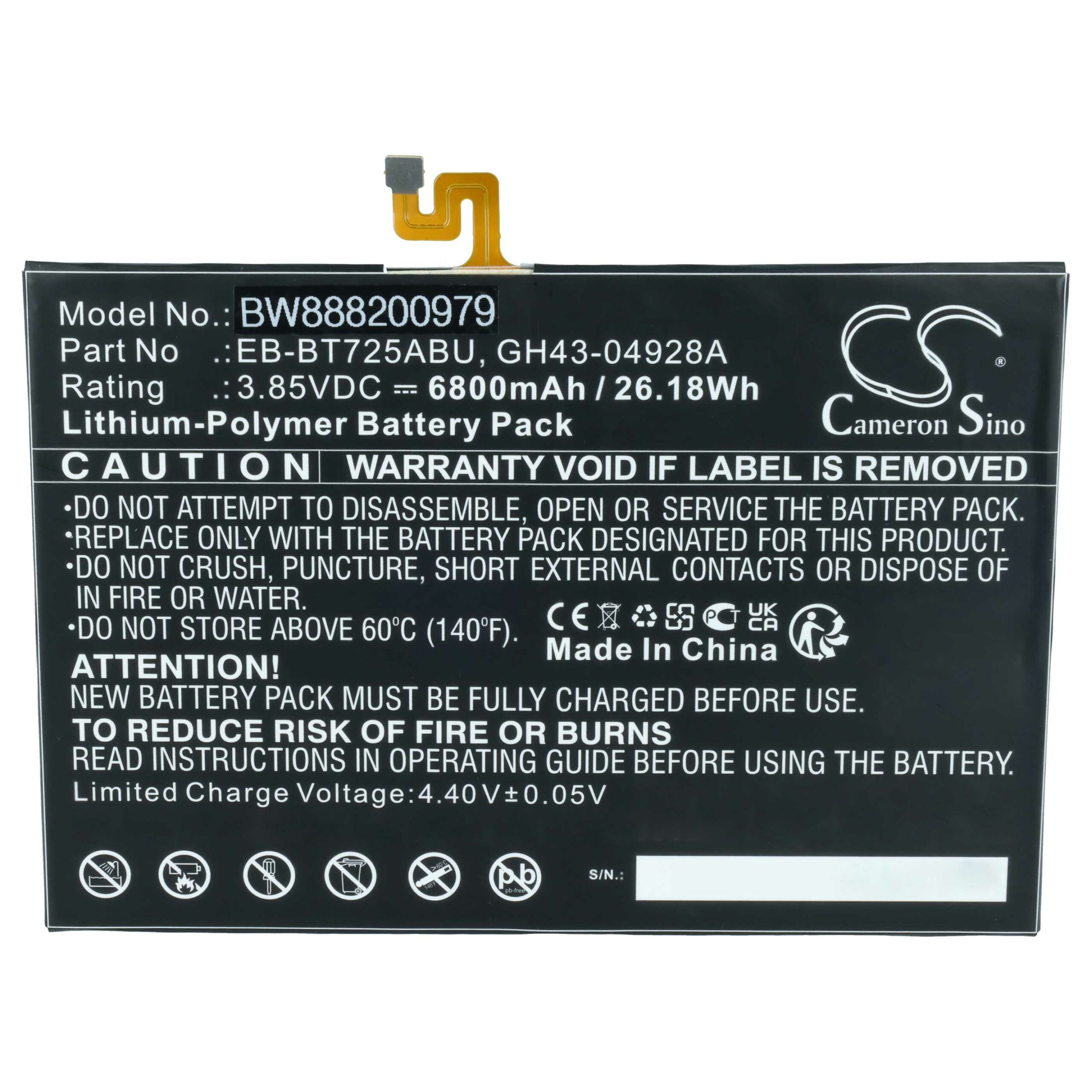 Bateria vhbw para Samsung Tablet EB-BT725ABU, GH43-04928A - 6800 mAh 3.85 V Li-polymer - Image 3