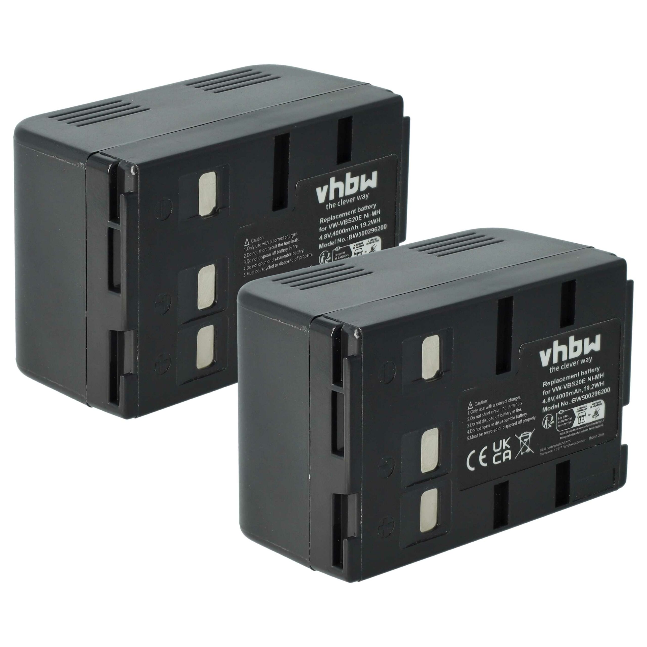 Bateria vhbw 4000 mAh para Câmaras Panasonic HHR-V211, VW-VBH10E, HHR-V212 - Pack 2 Unidades