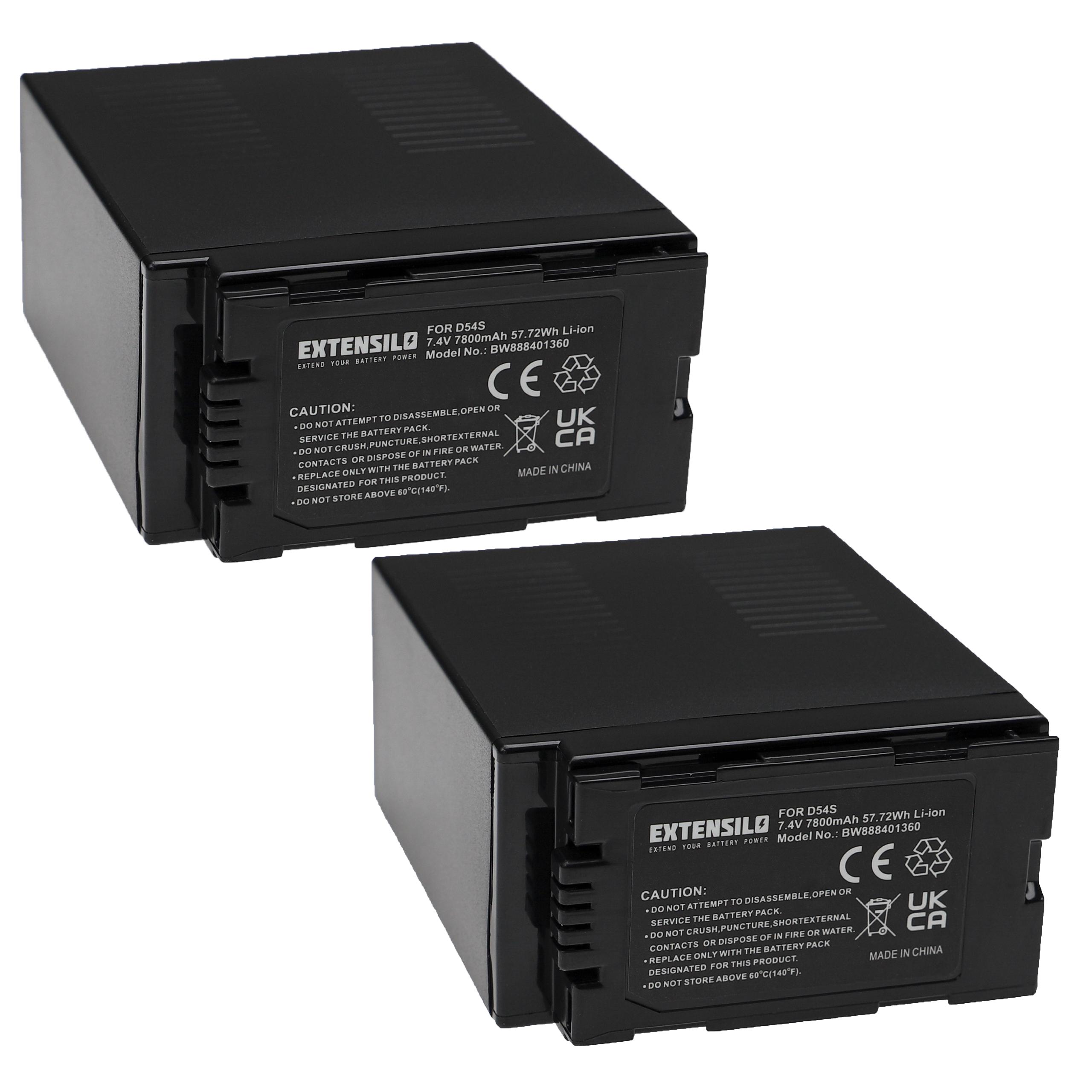 2x Bateria para Videocâmera Hitachi DZ-BP28, DZ-BP16 - EXTENSILO 7800 mAh 7.4V Li-Ion