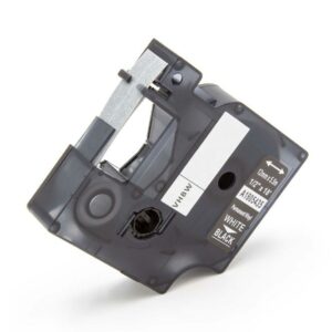 Fita Rotuladora compatível com Dymo 1805435 - 12 mm Branco sobre Preto, Vinil vhbw