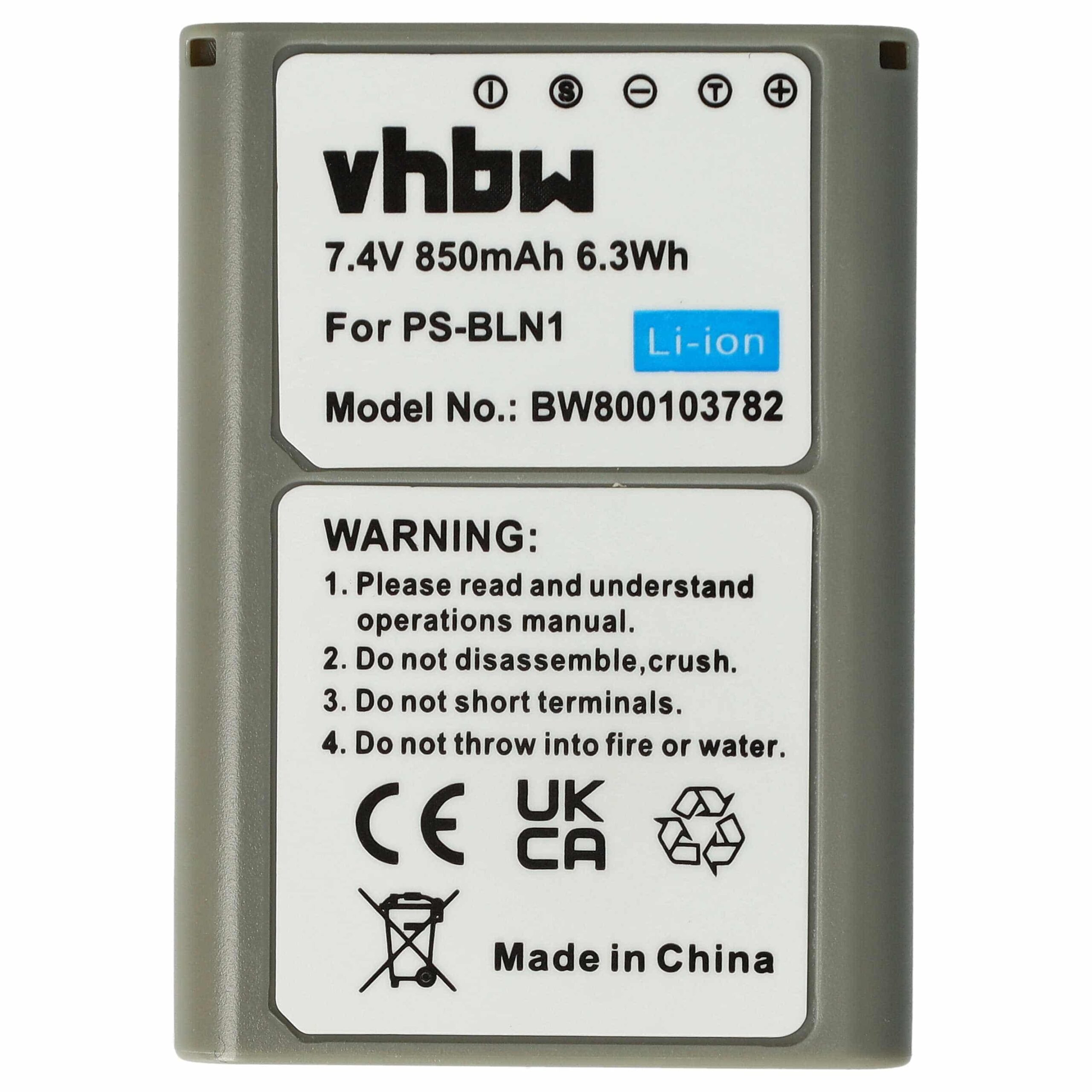 Bateria vhbw para Olympus PS-BLN1 - 850mAh, 7.6V, Li-Ion com Chip de Informação - Image 3