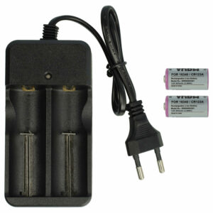 Carregador Duplo vhbw com 2x Bateria CR123A (800 mAh) para Gigaset e Sommer