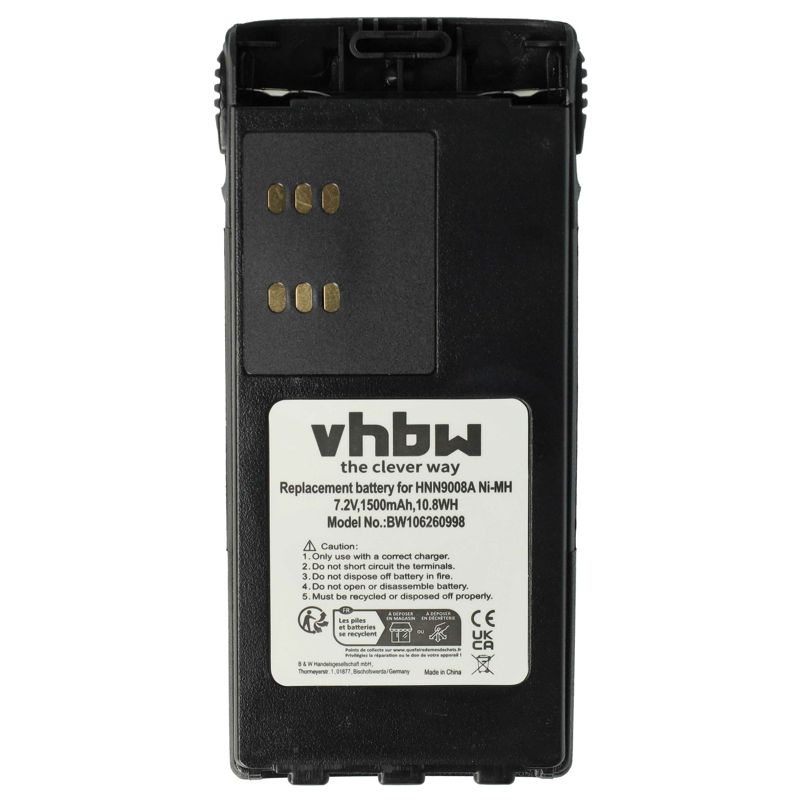 Bateria de Substituição para Rádio Motorola HMNN4151, HMNN4154, HMNN4158, HMNN4159 - 1500 mAh 7.2 V NiMH com Clipe de Cinto - Image 3