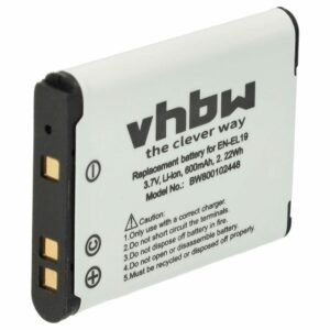 Bateria vhbw compatível com Nikon EN-EL19 - 600mAh, 3.7V, Li-Ion