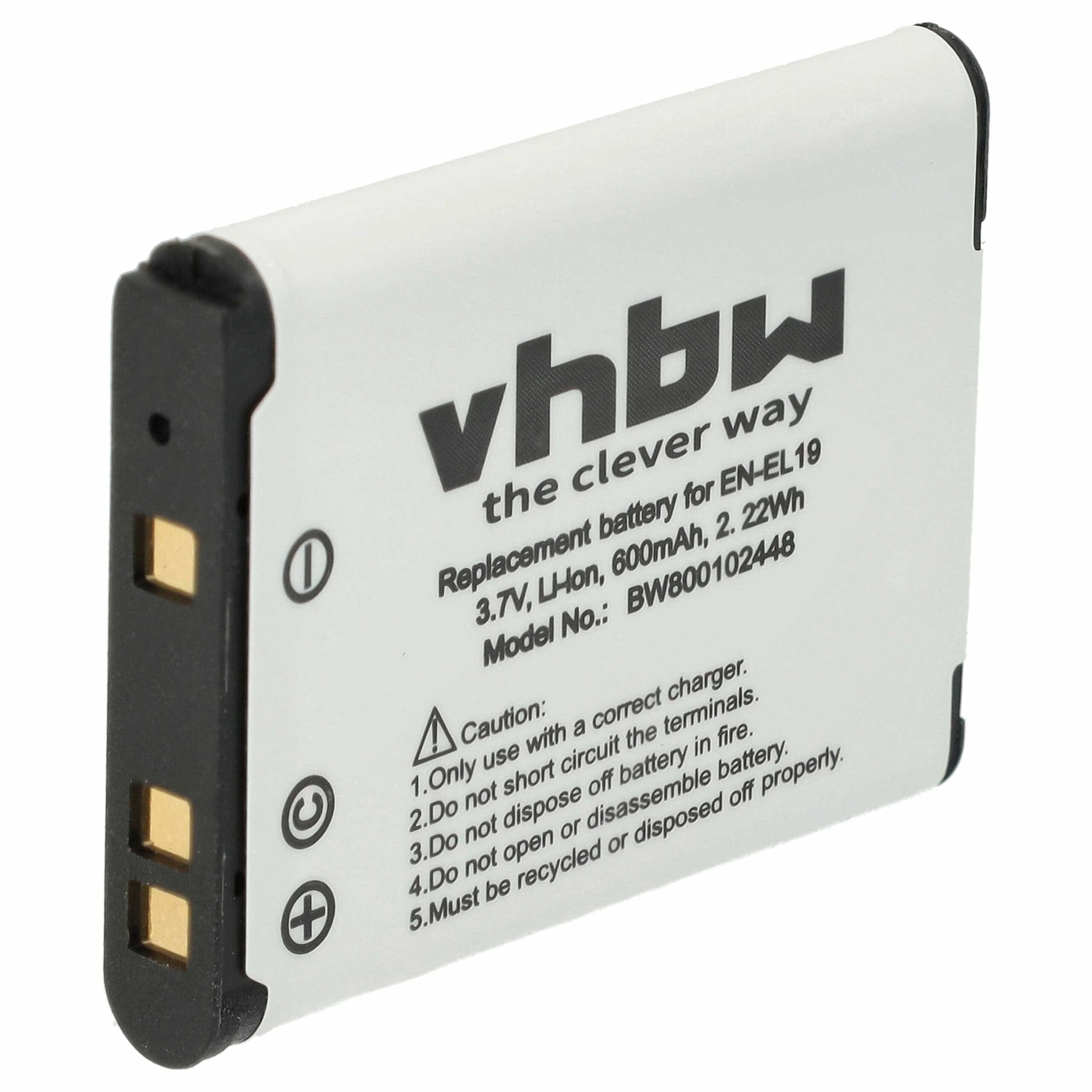 Bateria vhbw compatível com Nikon EN-EL19 - 600mAh, 3.7V, Li-Ion