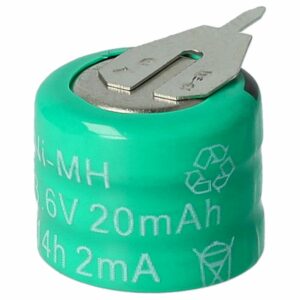 Bateria Recarregável Tipo 3/V15H com 2 Pinos vhbw - 20 mAh 3.6V NiMH para Modelos de Construção e Lâmpadas Solares