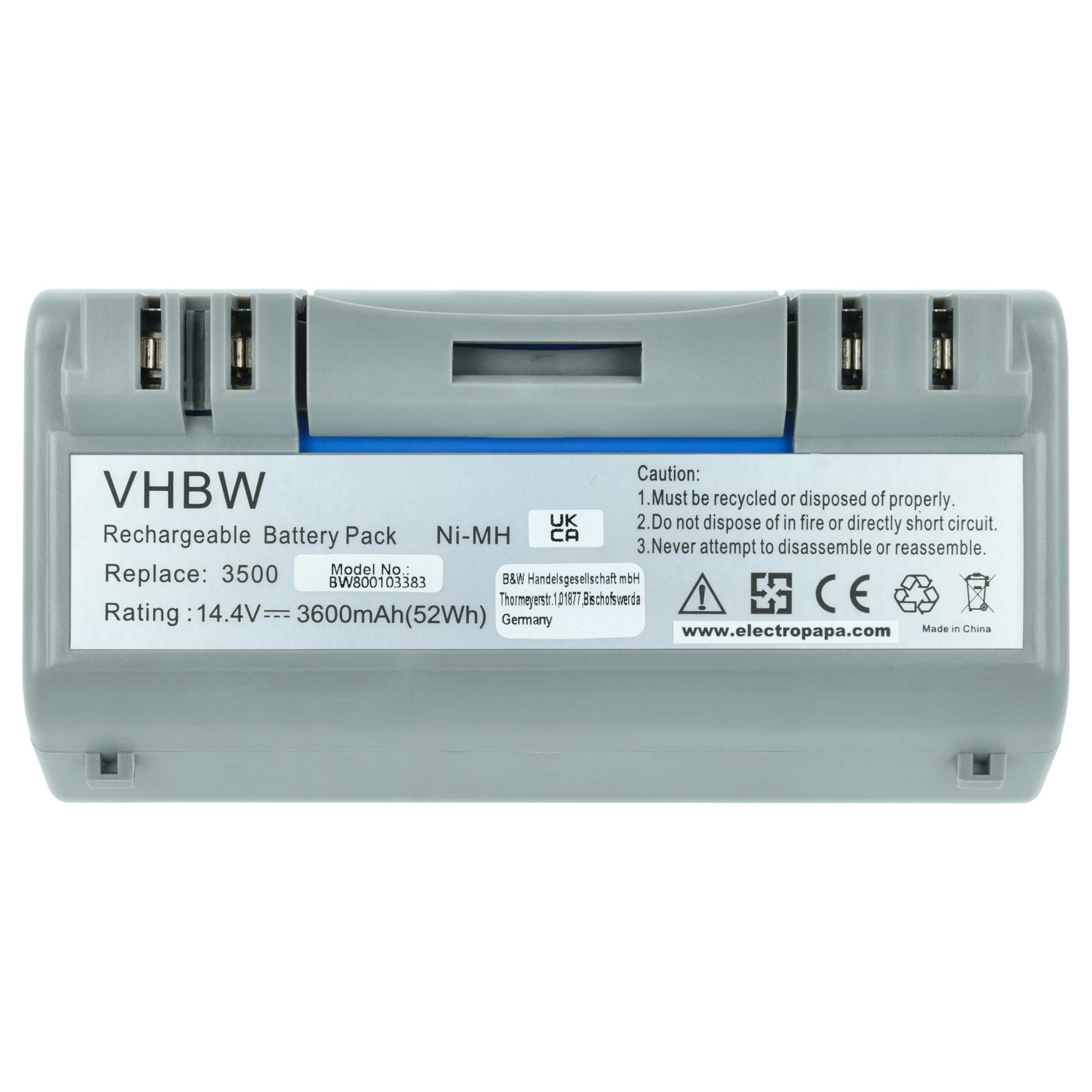 Bateria de substituição vhbw para iRobot 3600mAh, 14.4V, NiMH (compatível com AEG SP385-BAT, 14904, SP5832) - Image 3