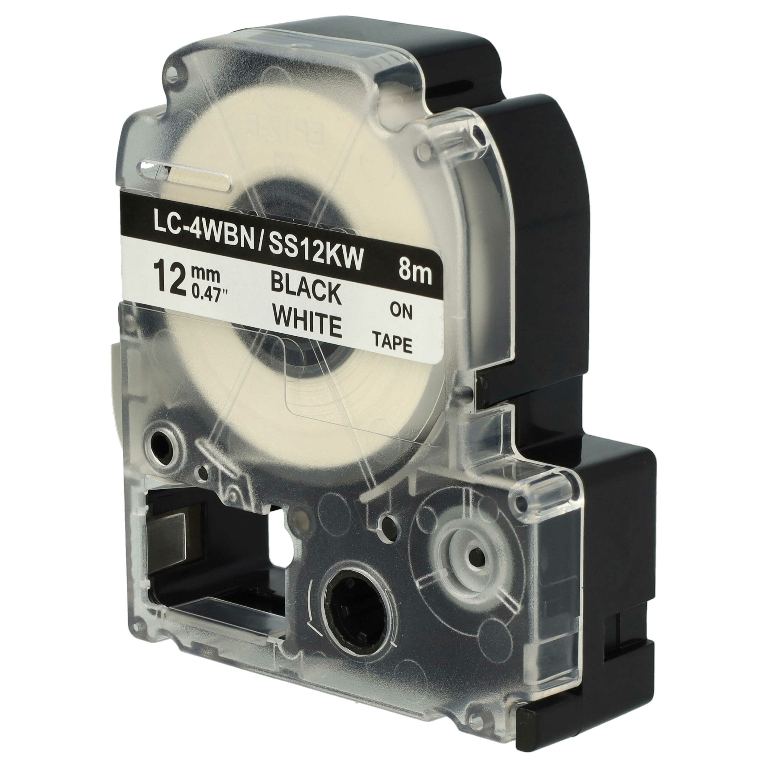 3x Fita de Etiquetas Compatível Epson SS12KW, LC-4WBN - 12 mm Preto sobre Branco - Image 3