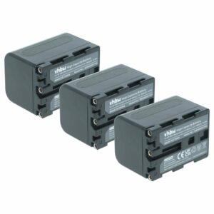 Bateria vhbw 3x para câmaras de vídeo Sony NP-FM30, NP-FM50, NP-FM70, NP-FM90, NP-FM91 - 2000 mAh 7.2 V Li-Ion