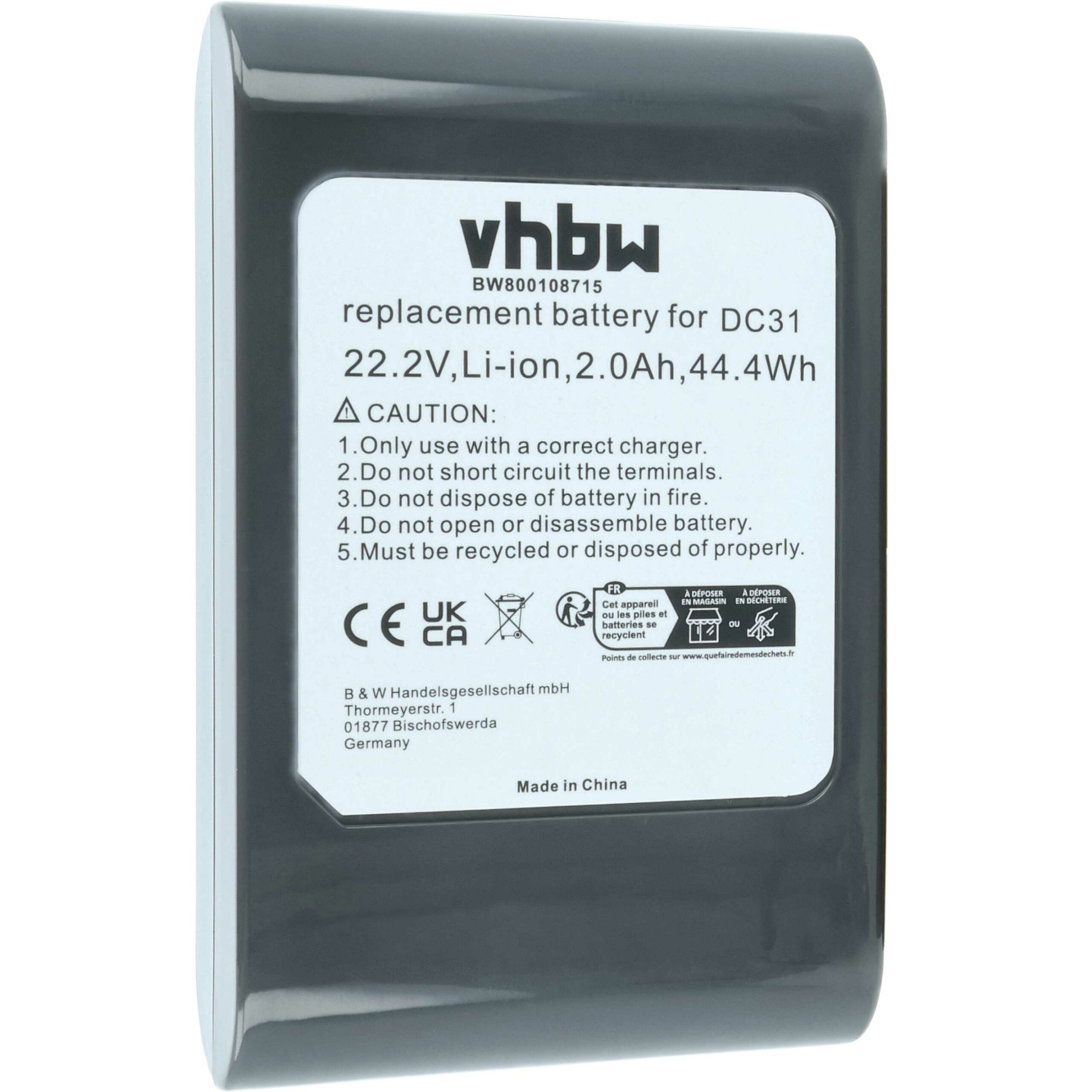 Bateria vhbw compatível com Dyson 18172-0201, 17083-4211, 18172-01-04, 17083-3511, 17083-2811 – 2000mAh, 22.2V, Li-Ion - Image 3