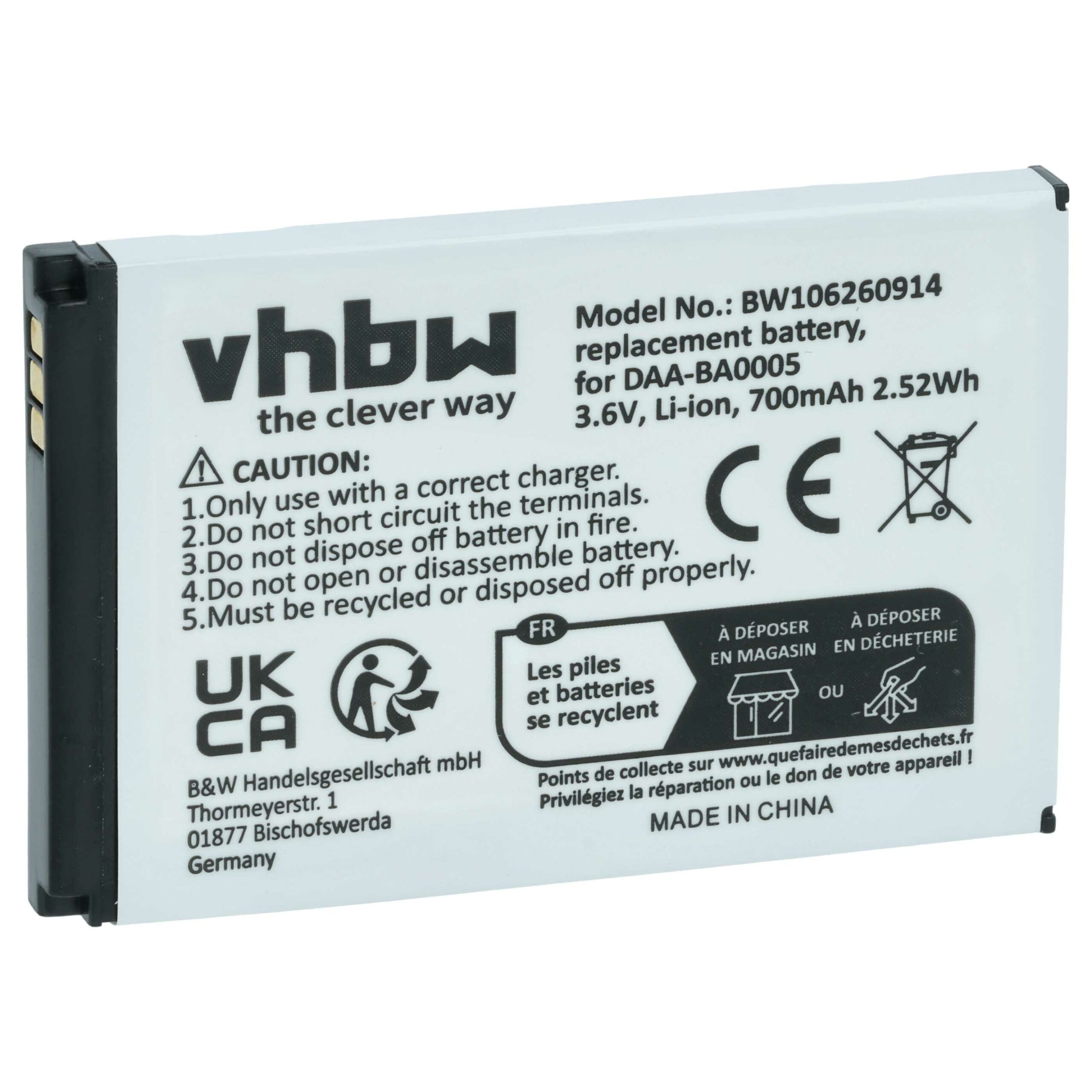 Bateria para MP3 Player Creative vhbw - 700 mAh 3.7 V Li-polymer