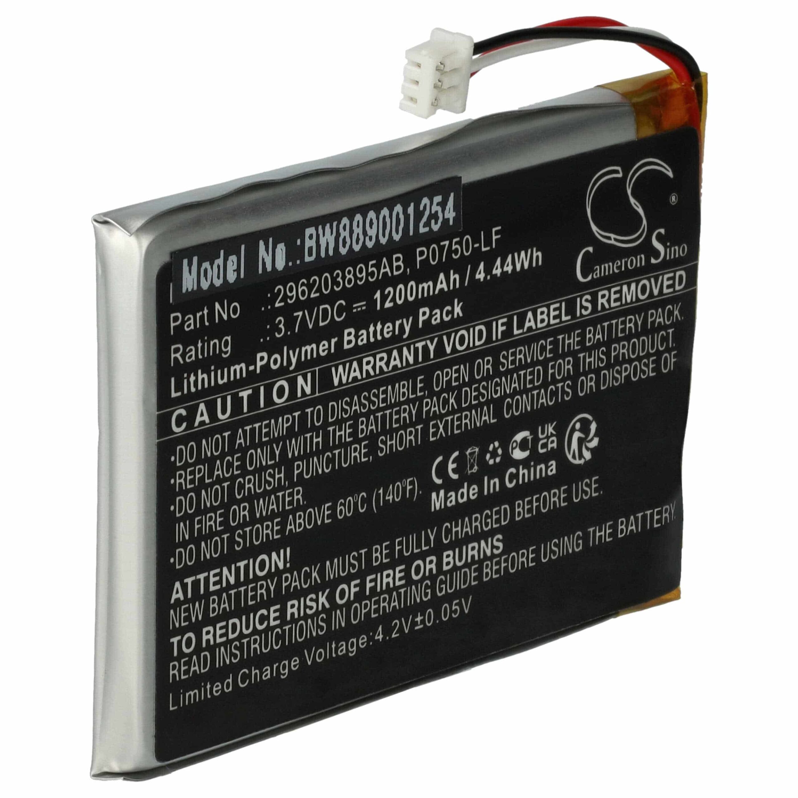 Bateria vhbw para Leitor de Cartões Ingenico 296203895AB, P0750-LF - 1200 mAh 3.7 V Li-polímero - Image 3