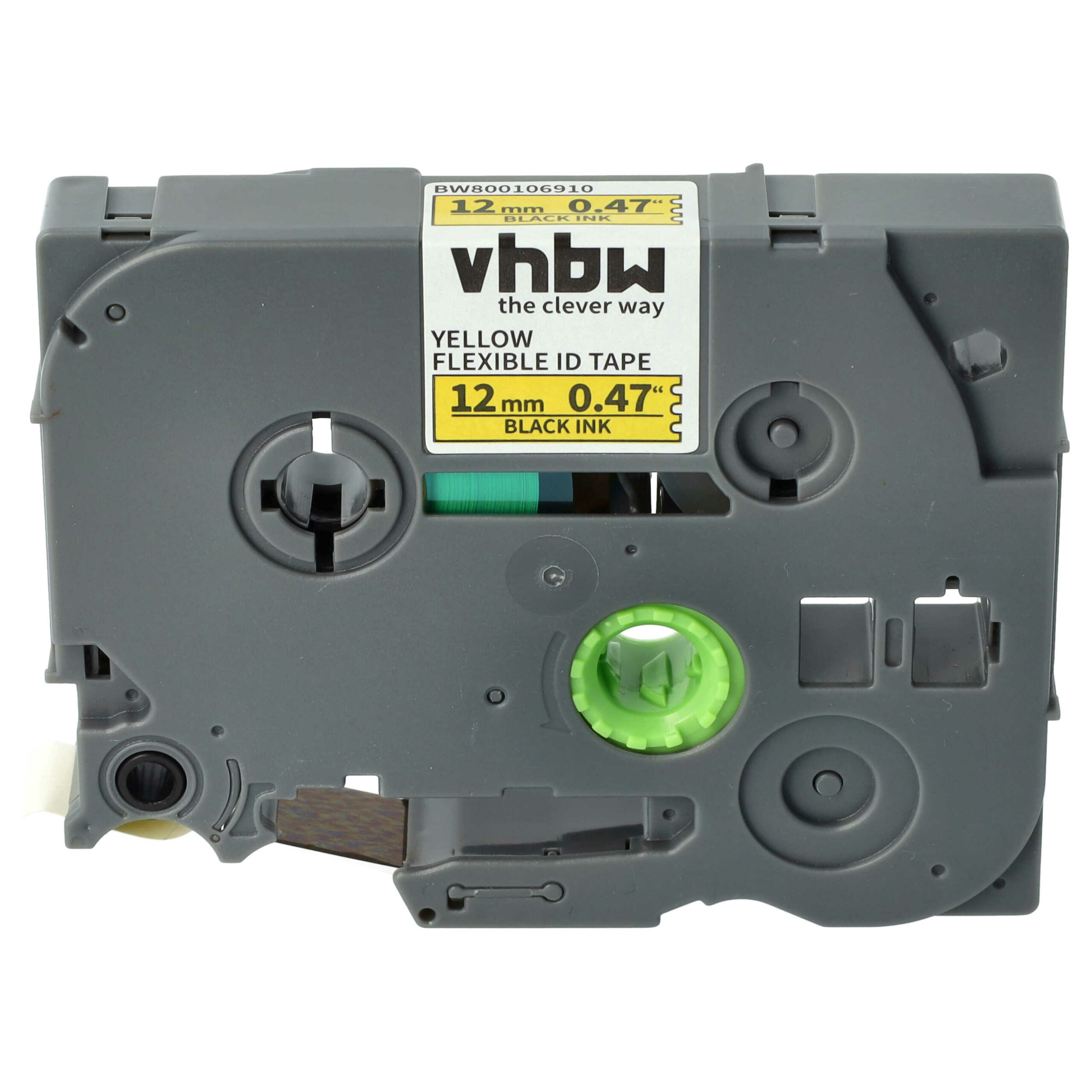 Fita de Etiquetas vhbw compatível com Brother TZ-FX631, TZE-FX631 - 12 mm Preto sobre Amarelo, Flexível