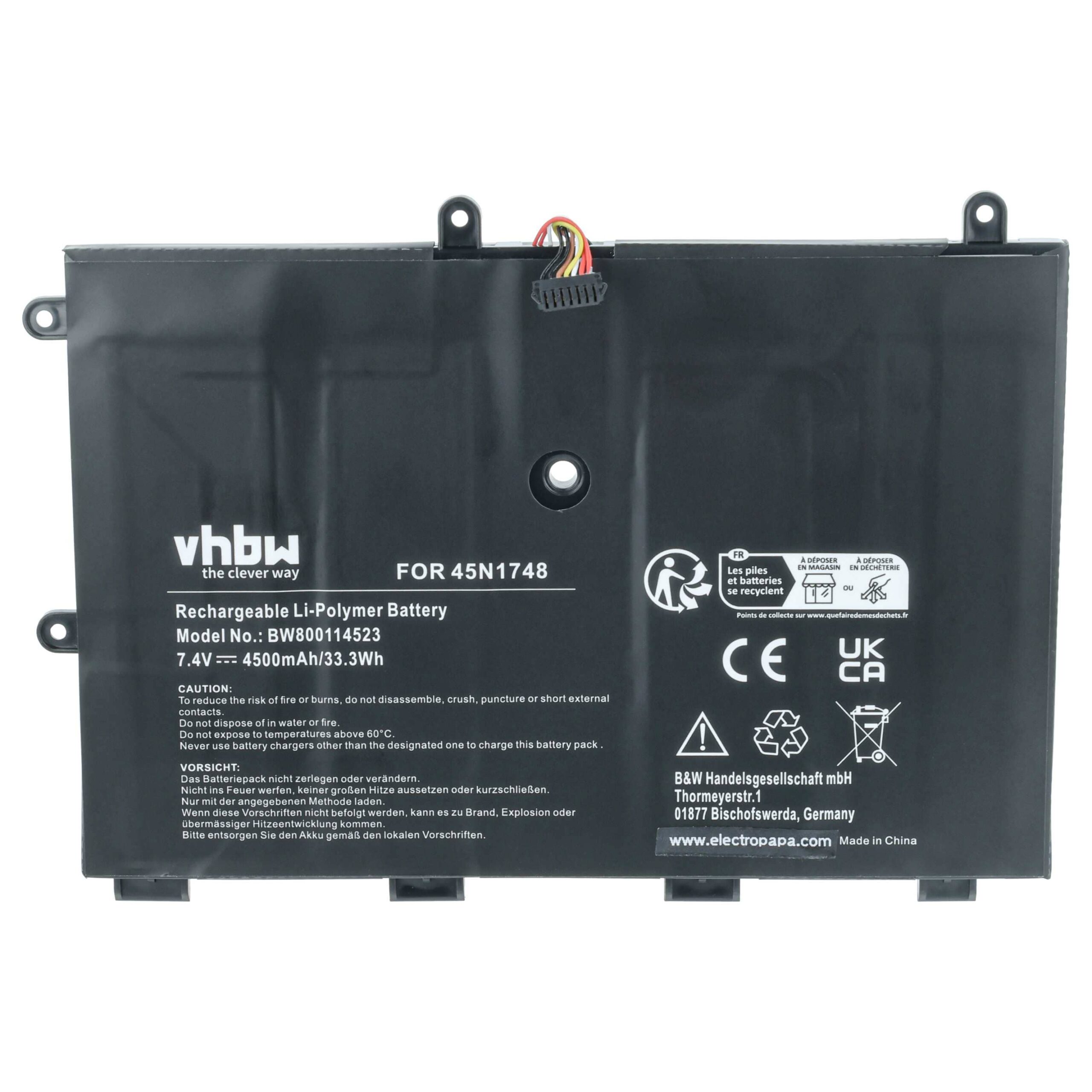 Bateria para Portátil Lenovo vhbw - 45N1750, 45N1751, 45N1749, 45N175, 45N1748 - 4500 mAh 7.4V Li-polímero - Image 3