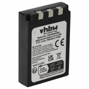 Bateria vhbw compatível com Olympus Li-10B, Li-12B - 750mAh, 3.7V, Li-Ion