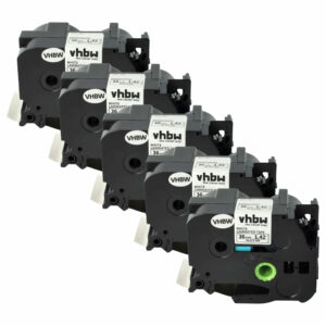 5x Fita de Etiquetas vhbw compatível com Brother TZ-261, TZE-261 - 36 mm Preto sobre Branco